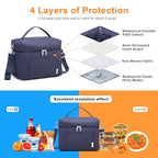 NOL Insulated Lunch Bags for Women Cooler Bag Lightweight Nylon Waterproof Lunch Box for Work Small Navy Blue 4L (Navy Blue / Small (4 Liters))