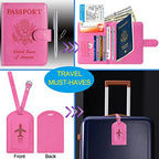 Passport Holder With Luggage Tag (114#Pink / Passport Covers)
