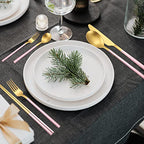6 Pieces Stainless Steel Flatware Set Portable Reusable Cutlery Set Travel Utensils Set Including Chopsticks Knife Fork Spoon Straws Cleaning Brush Dishwasher Safe (B-Pink golden)