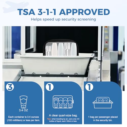 TSA Approved Toiletry Bag Clear Quart Size Travel Bags Makeup Bag (Black / 1 Pack)