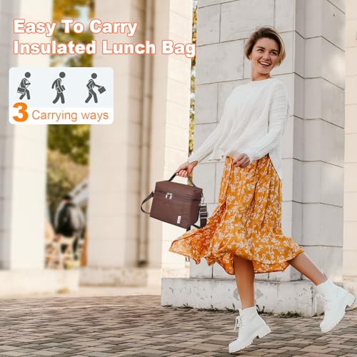 NOL 4 Liters Small Insulated Lunch Bags for Women Cooler Bag Lightweight Nylon Waterproof Lunch Box For Work （Small (Coffee / Small (4 Liters))