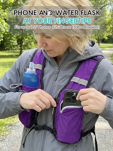 Foldable Small Hiking Backpack with 3 Strap Pockets (Purple)