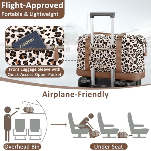 Women Travel Duffle Bags (Leopard Print / Large)