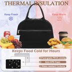 Lunch Bag for Women Insulated Lunch Box Corduroy Lunch Tote Cooler for Travel Work Picnic (Corduroy Black)