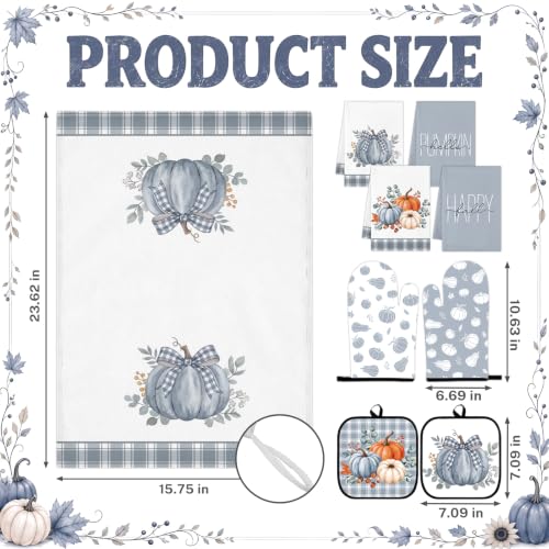 Blue Fall Kitchen Decor Set (Fall Blue Pumpkin)