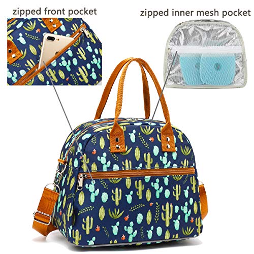 Insulated Lunch Bag With Shoulder Strap for Women (Cactus)