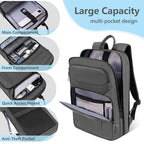 Backpack for Men Slim & Expandable Travel Laptop Backpack with USB Charging Port Water Resistant Anti (Simple Gray / 15.6”)