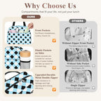 Lunch Box for Women Adult Men (A-Blue White Black Grid / Medium - 10L)