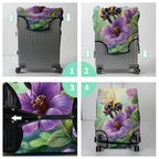 Luggage Cover + Tag (Bee Purple Flowers / XL)