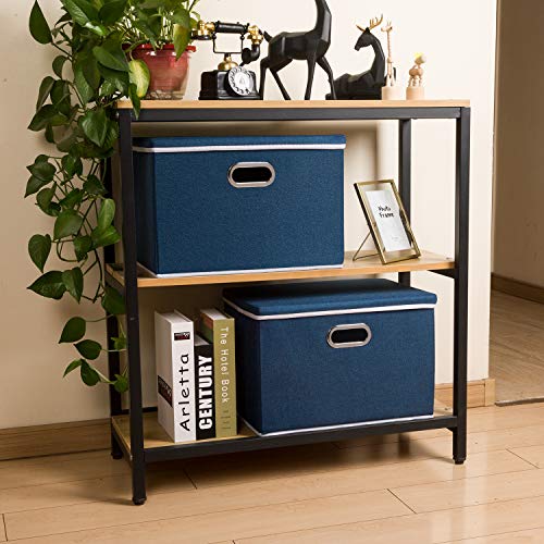 Large Collapsible Storage Bins with Lids [3 (Royal Blue / L(3-Pack))