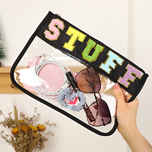 Clear Zipper Pouch for Travel (Black-Stuff)