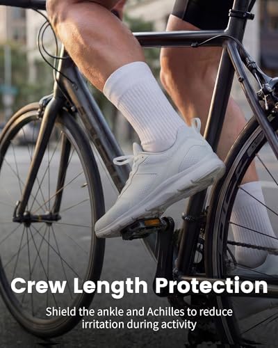 3 Pairs Running Compression Socks for Men & Women Crew Socks with Cushion (Large / Black+white+grey(3 Pairs ))