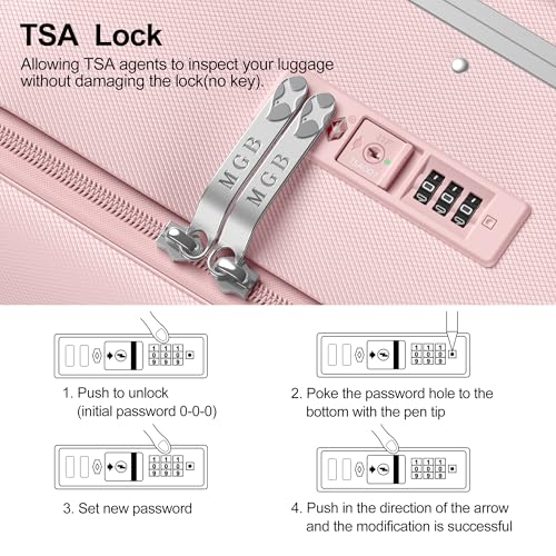 24 Inch Checked Luggage Hard Shell Suitcase Top Opening Suitcases (24 Inch / Pink)