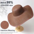Sun Hats for Women Wide Brim Summer Hat Large Floppy Sun Straw Hat Foldable Packable Beach Hats UPF 50+ (1 Pack Medium Size: Coffee Brown (Head Circumference 22-22.8"))
