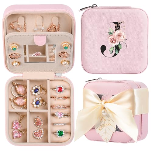 Personalized Jewelry Box for Women & Girls (pink / J)