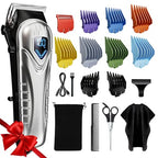 Low Noise Hair Clippers for Men & Women with 10 Color Guide Combs (Steel)