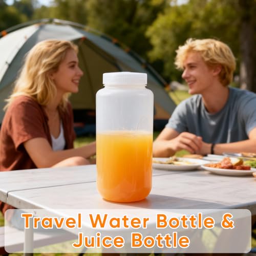 32 oz Plastic Bottles with Lids (Translucent / 32 oz)