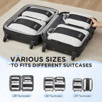 4 Set Compression Packing Cubes for Travel Essentials (Black)