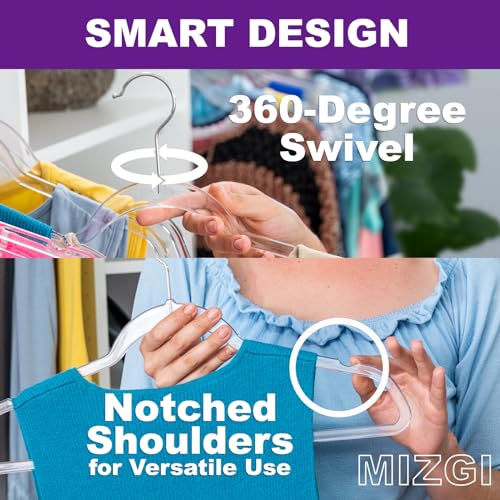 Premium Clear Invisible Acrylic Hangers (Clear/Silver / 20-Pack)