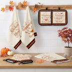 Fall Kitchen Decor Set (Cream Orange Plaid)