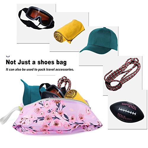Shoe Organizer 6pcs Shoe Bags with Zipper Closure (Green-plum Flower)