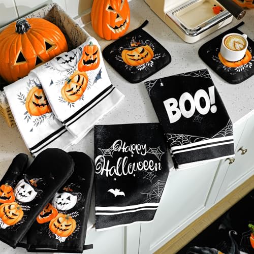 10 Pcs Halloween Kitchen Decor Accessories Set Gothic Pumpkin (Classic Color / Halloween Style)