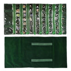 Travel Jewelry Roll Bag Portable Organizer Pouch With Grids&PVC Cover Storage Bags for Necklace (Blackish Green Velvet 56 Grids)