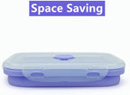 Purple Collapsible Meal Prep Containers Camping Bowls Silicone Bento Box - Image 7