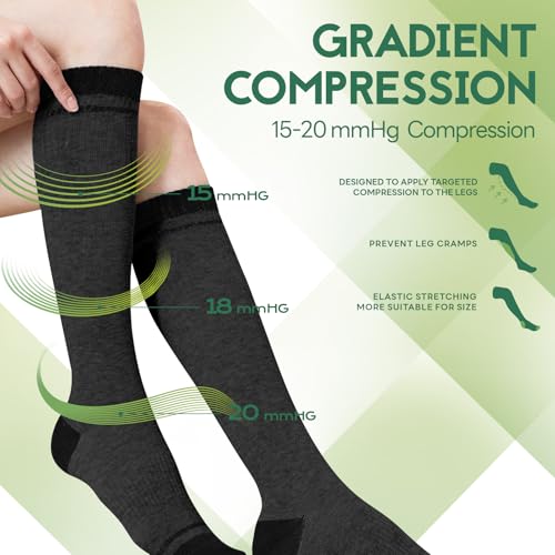 Bamboo Viscose Compression Socks for Women & Men (Small-Medium / 3 Pairs-(gray))