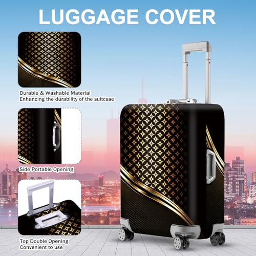 Luxury Gold Geometric Luggage Cover (#132 / S(fits 20-22inch suitcase))