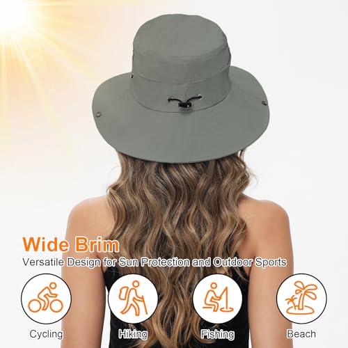Sun Hats for Women Bucket Hat UV Protection Fishing Hat Wide Brim Safari Hats 2 in 1 Zip (1pack-dark Grey)