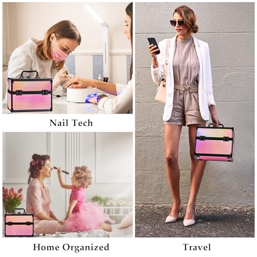 Makeup Case Organizer (Black Bright Pink)