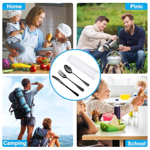 4PCS Premium Travel Utensils With Case (4 PCS Black)