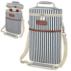 2 Bottle Wine Carrier Tote (Navy Stripes)