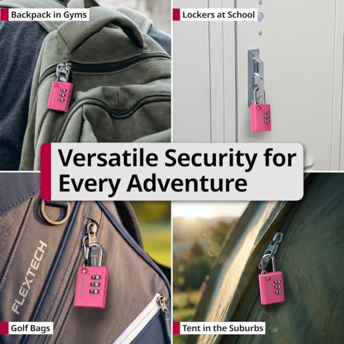TSA Approved Pink Locks for Luggage. Cute Locker Suitcase Lock with Open Alert Indicator (3 Digit Pink 2 Pack)