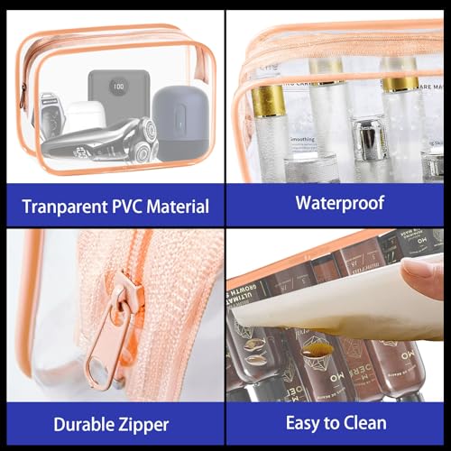 16 Pieces Clear Cosmetic Bags (16pcs Orange L)