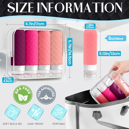Travel Bottles for Toiletries (Purplish Red)