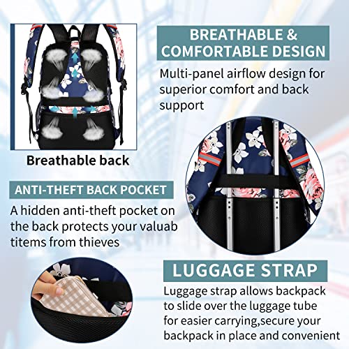 Lunch Cooler Backpack for Women (Blue Pink)