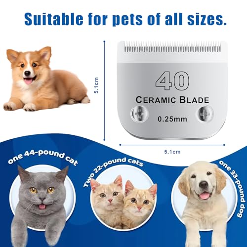 40# Detachable Pet Dog Grooming Clipper Ceramic Blade (Silvery-6)