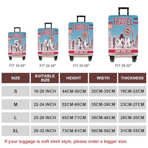 Travel Luggage Cover Suitcase Cover Protector Skins 18 (Tourist Attraction A28 / S (for 18--20 inch luggage))