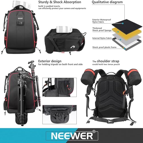 Pro Camera Case Waterproof Shockproof Adjustable Padded Camera Backpack Bag with Anti (Nw-xjb-d2330-r)