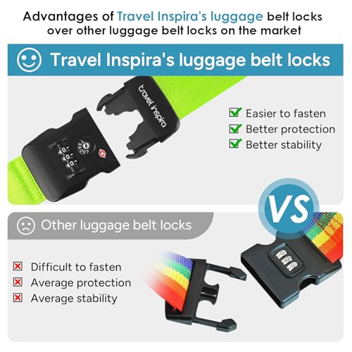 Heavy Duty Luggage Straps with TSA Lock (Fluorescent Green)