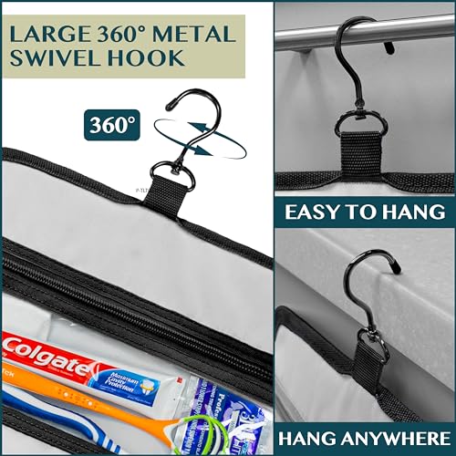 Travel Hanging Toiletry Bag for Women Men (Black / Large)