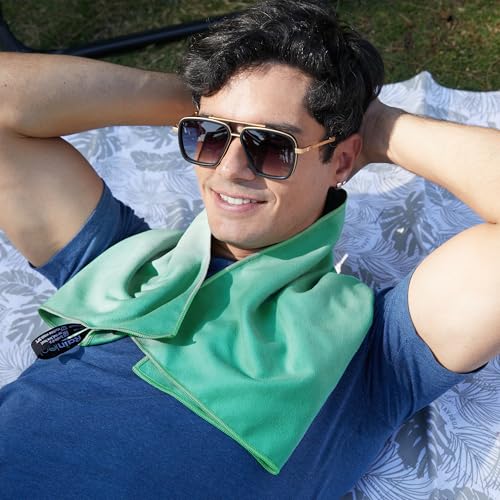 Microfiber Towel Quick Dry Camping & Travel & Gym Towel. Compact (Apple Green / 24.00" x 12.00")