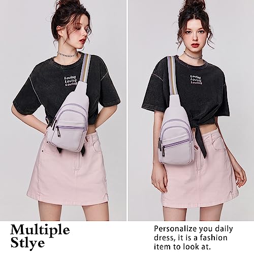 Sling Bag Crossbody Bags for Women Small Cross Body Bag Fanny Packs Chest Sling Purse for Daily Travel Leisure Sport (Purple)