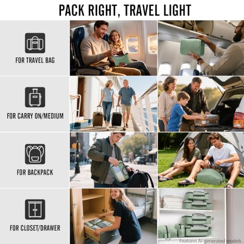 8 Set Packing Cubes for Travel Essentials (09 Matcha Green)
