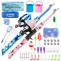 Kids Fishing Pole with Reel Beginner Kit for Boys Girls Ages 3 (Blue+Light Pink)