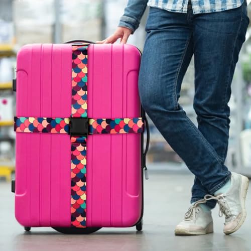Colorful 2 Pack Luggage Straps for Suitcases Travel Belt Connector Holds Suitcase Add a Bag Premium Accessories Unique Adjustable Strap (Scales of Dragon)