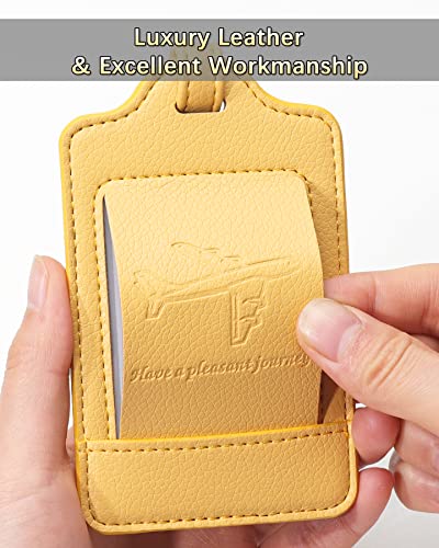 Leather Luggage Tags for Suitcases (Lichee Yellow)