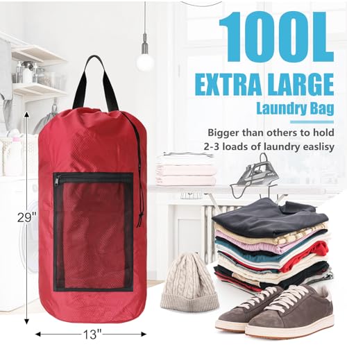 Laundry Bag Backpack (1Pack / Red)